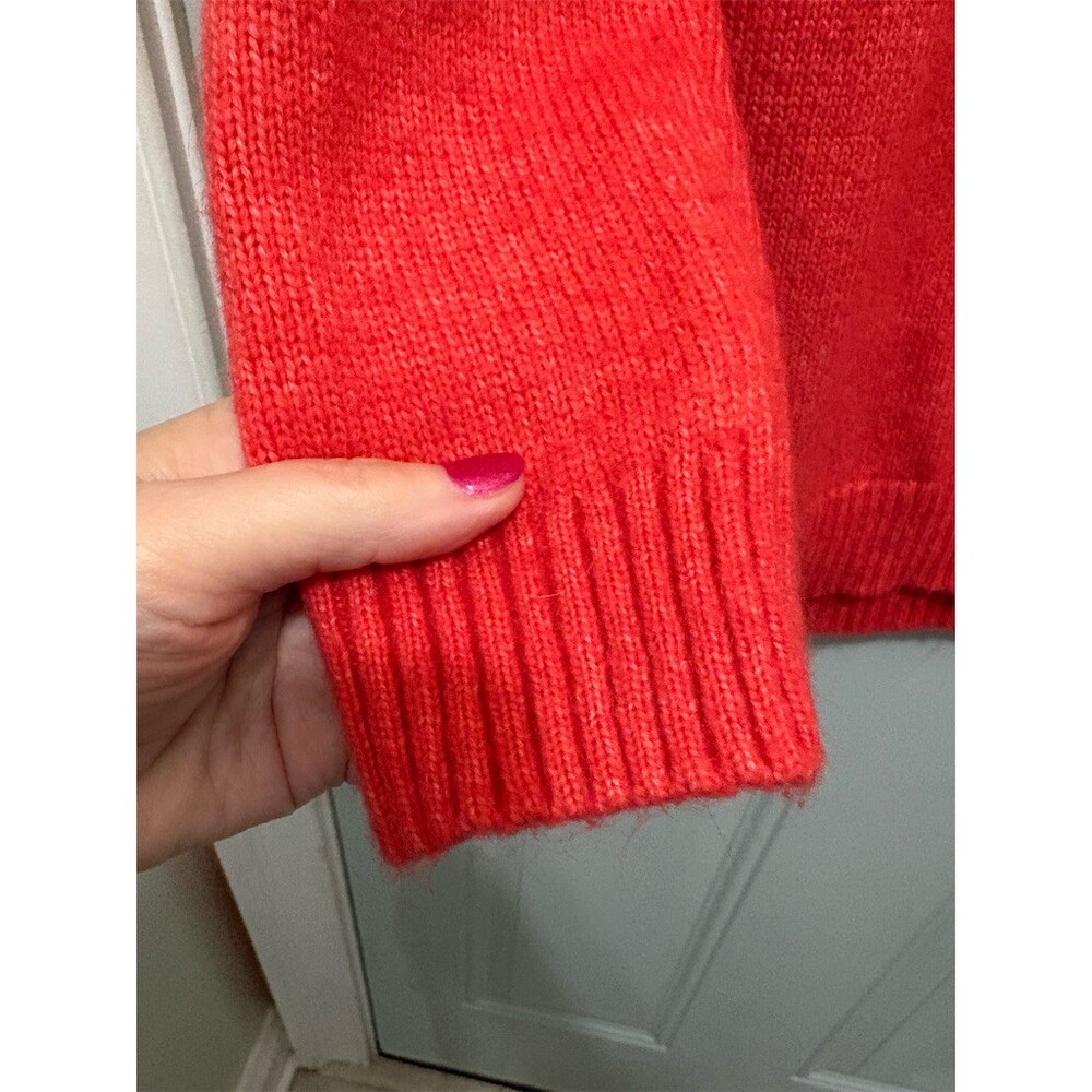 Talbots Sweater Womens Size L Orange Coral White Fair Isle Mock Neck - Picture 3 of 7